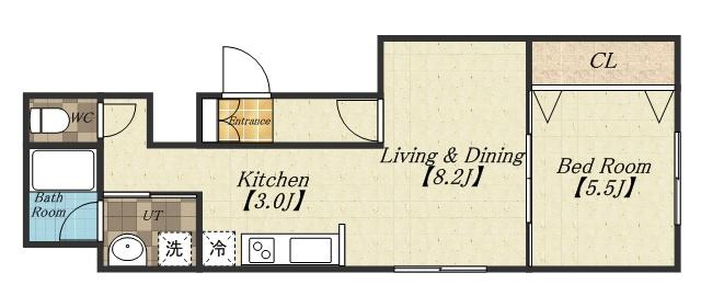 ブランノワールドゥカトル(1LDK/1階)の間取り写真