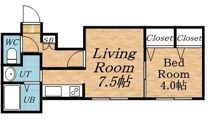 アストロハイツ(1DK/2階)の間取り写真
