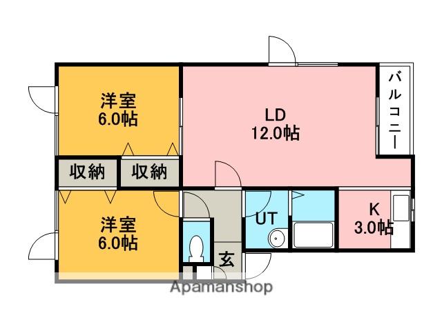 ソレイユ(2LDK/1階)の間取り写真