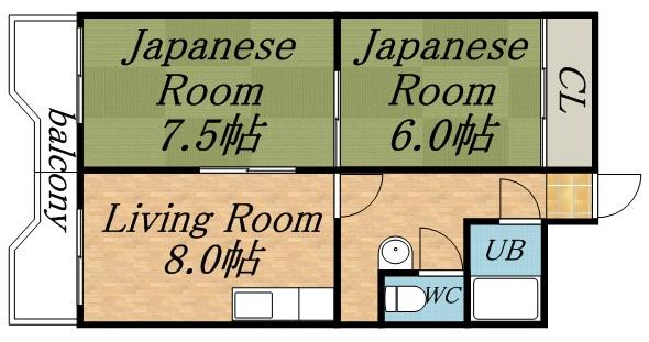 宏友ハイツ(2DK/2階)の間取り写真