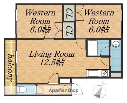 りぶ・あさりあ(2LDK/3階)の間取り写真