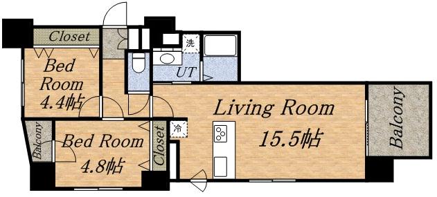 レジェンドコート琴似(2LDK/11階)の間取り写真