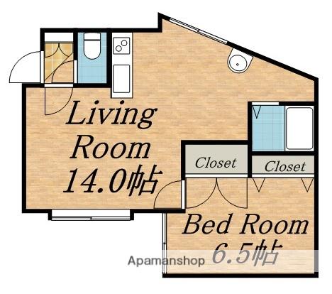 ウエストヒル(1LDK/3階)の間取り写真