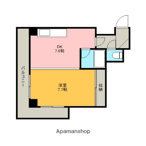 クイーンズ山の手(1DK/2階)の間取り写真