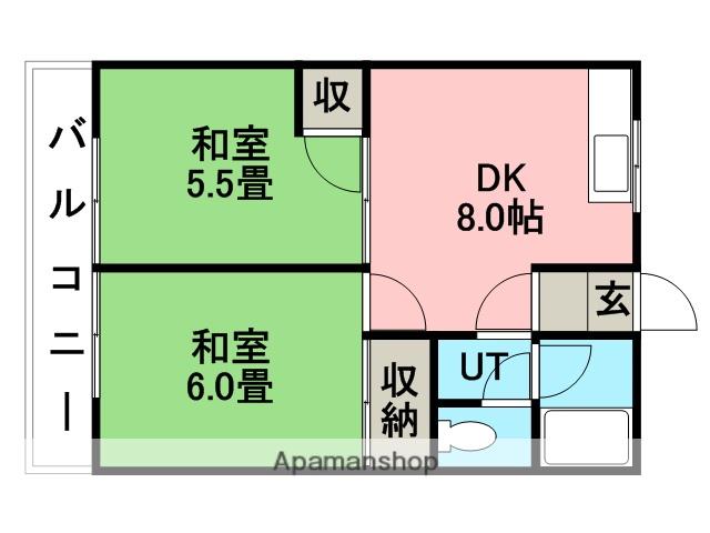 シティハイムセルデュア(2DK/2階)の間取り写真