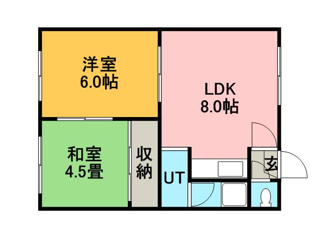 道下ハイツ(2LDK/1階)の間取り写真
