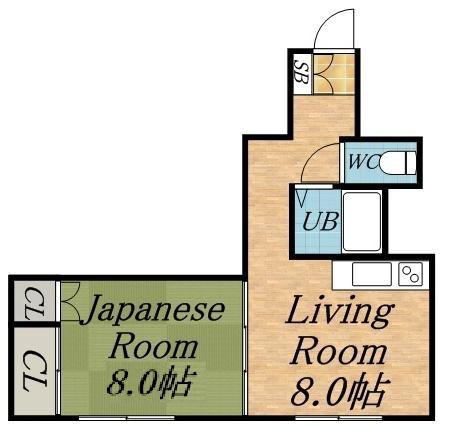 コーポ晶子館(1LDK/4階)の間取り写真