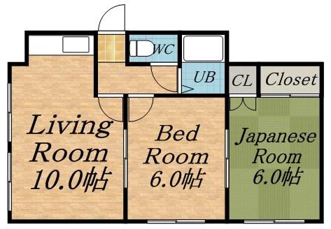 コーポ晶子館(2LDK/2階)の間取り写真