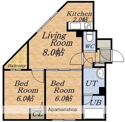 カマール琴似(2LDK/2階)の間取り写真