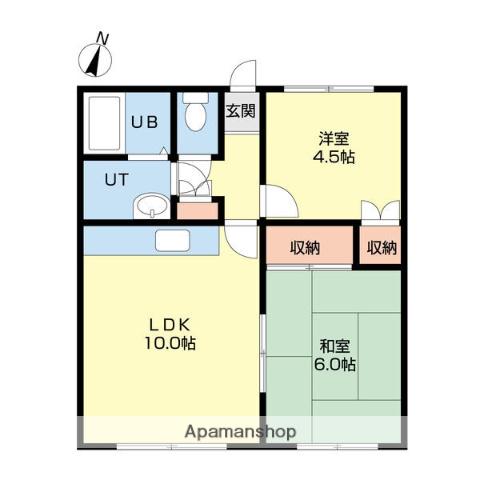富丘マンション(2LDK/2階)の間取り写真