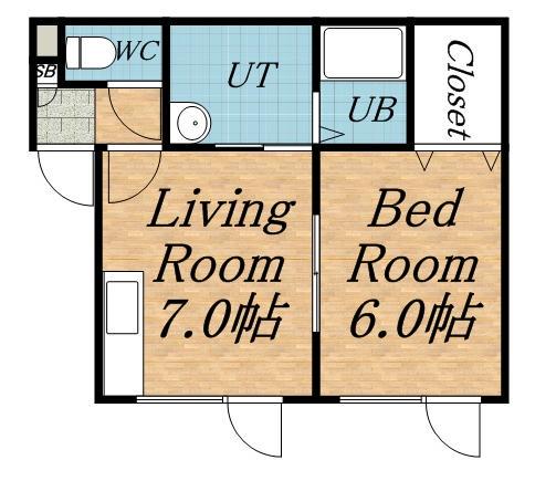 ガーデンクォーツ琴似(1DK/2階)の間取り写真