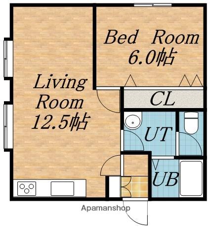 秀ハイツ(1LDK/2階)の間取り写真