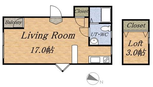 メゾネ山の手(1LDK/1階)の間取り写真