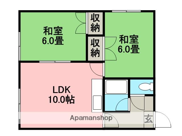 北日本ハイツB棟(2LDK/2階)の間取り写真