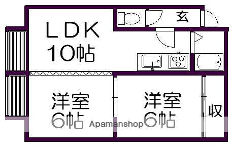 プレジデント花川(2LDK/2階)の間取り写真
