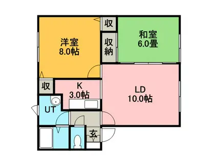 ブリーズヒルA(2LDK/1階)の間取り写真