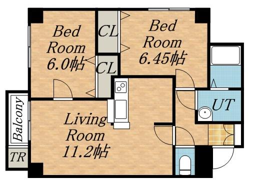 メルカート西宮の沢(2LDK/2階)の間取り写真