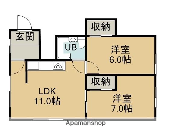 マンション木村(2LDK/2階)の間取り写真