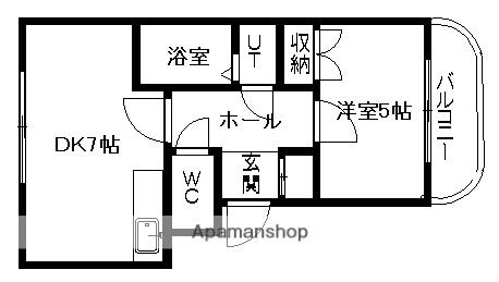 リバティー西町(1DK/1階)の間取り写真