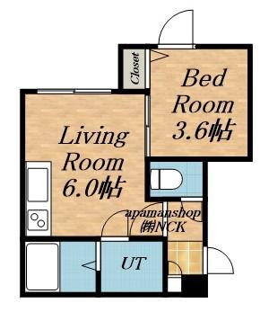 琴似ハウス蒼(1DK/3階)の間取り写真