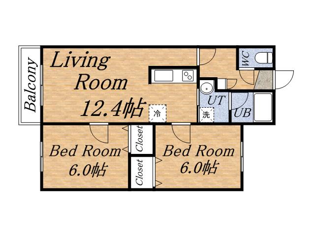 パレスケルン(2LDK/3階)の間取り写真