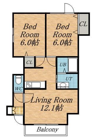 ヴィラフローリッシュ(2LDK/3階)の間取り写真