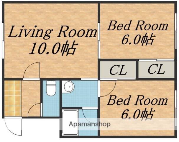 マンションアンクB棟(2LDK/1階)の間取り写真