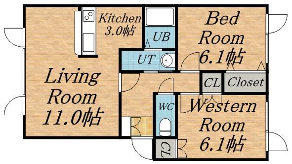 桜花壱番館(2LDK/1階)の間取り写真