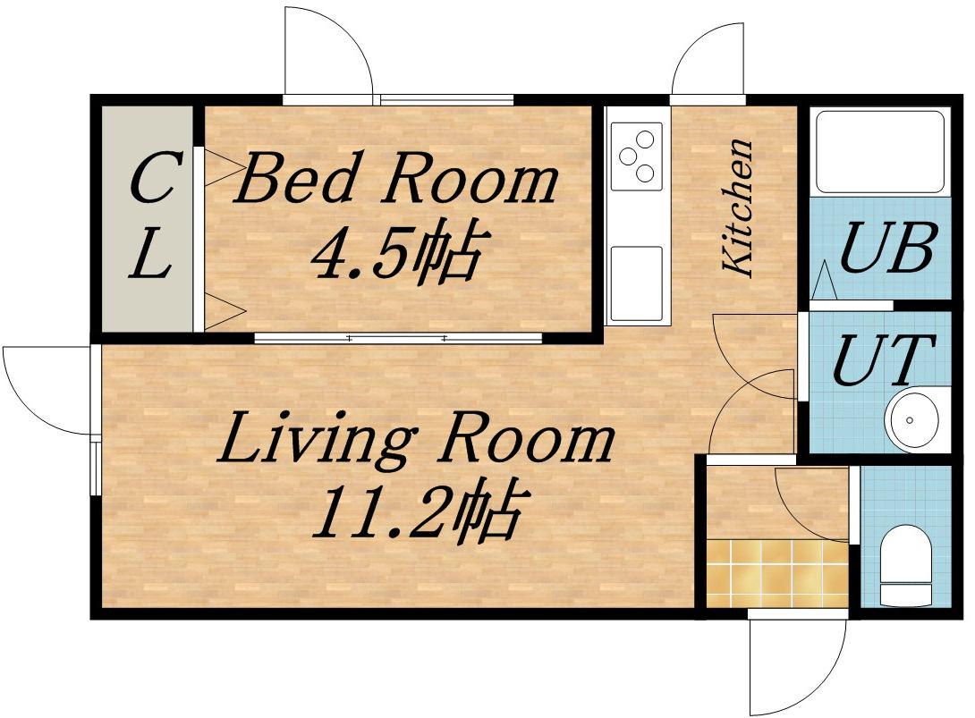 アイビル西町北(1LDK/2階)の間取り写真