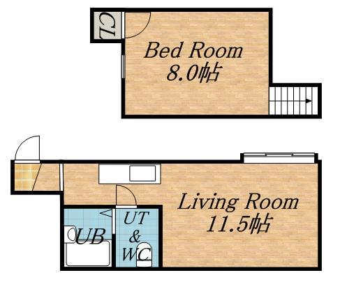 メゾンコクリコ(1LDK/2階)の間取り写真