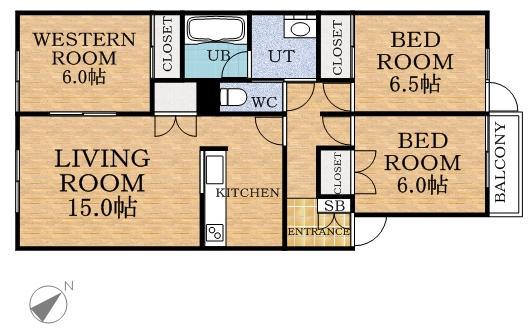 HS西野コート(3LDK/3階)の間取り写真