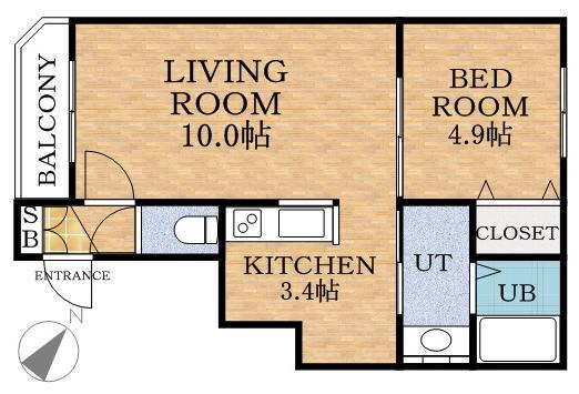 オルム ド グランメール琴似(1LDK/4階)の間取り写真