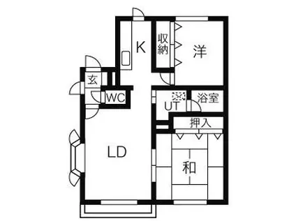 ガーデンヒル宮の沢A(2LDK/2階)の間取り写真