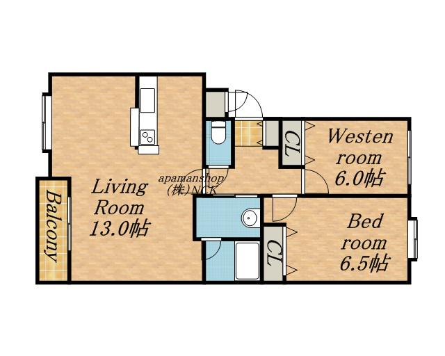 クリスタルリバー参番館(2LDK/3階)の間取り写真
