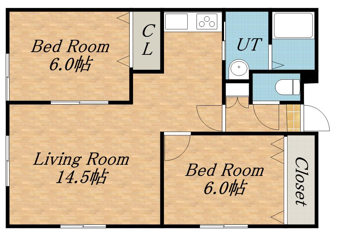 竹道ビルA(2LDK/2階)の間取り写真