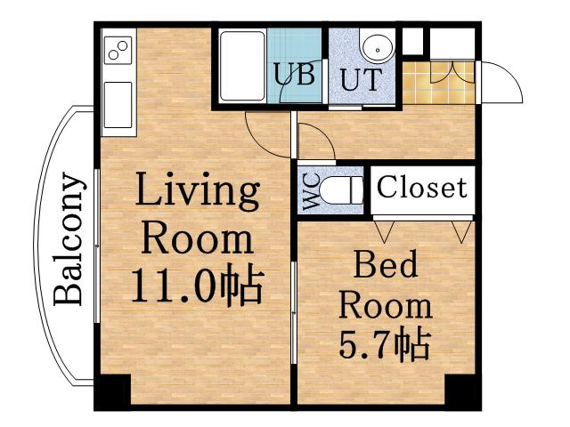 ドミニオンアネックス(1LDK/6階)の間取り写真