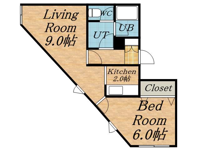コーポ楓(1LDK/3階)の間取り写真