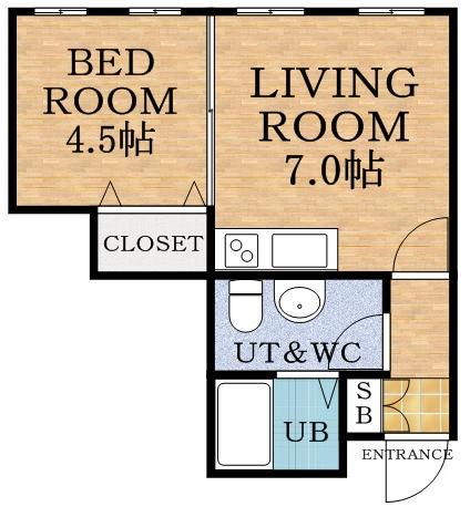 CASA西町グランデA(1DK/2階)の間取り写真