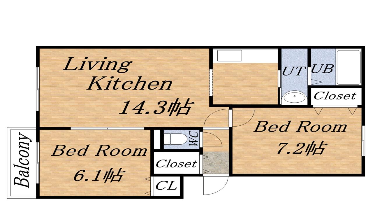 グランシャリオ(2LDK/1階)の間取り写真