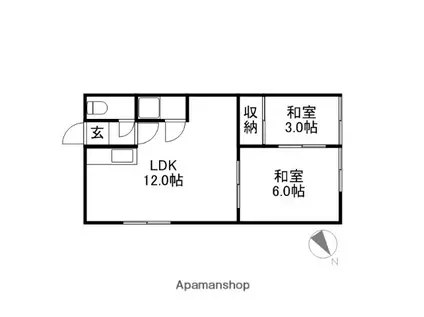 岸田ハイツ(2LDK/1階)の間取り写真