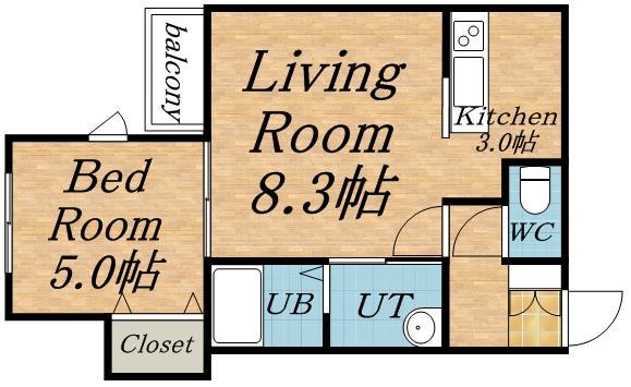 ルレーブ西町(1LDK/1階)の間取り写真