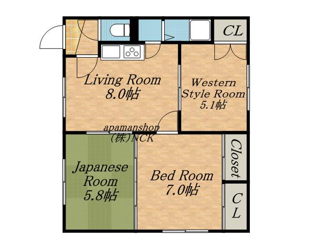 コーポ櫂(3DK/2階)の間取り写真