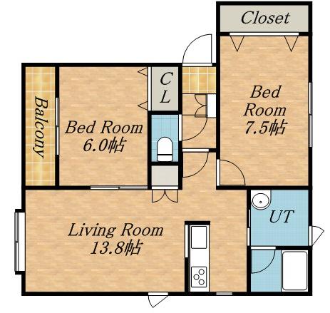 グランドソレーユB(2LDK/1階)の間取り写真