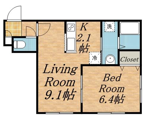 ABOND(1LDK/3階)の間取り写真