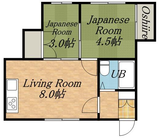 コーポ村元(2DK/2階)の間取り写真