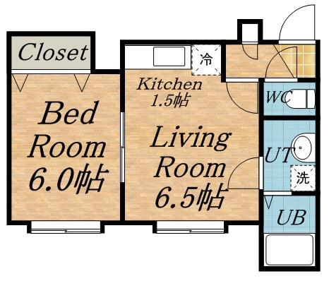 カーサシオン(1DK/1階)の間取り写真