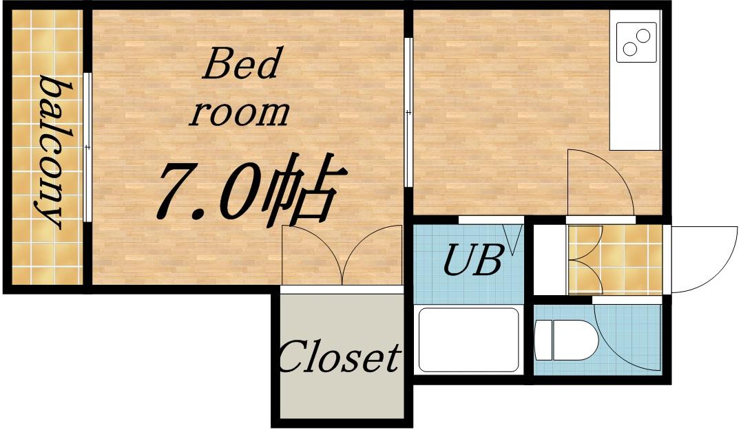 港プロシード26(1DK/3階)の間取り写真