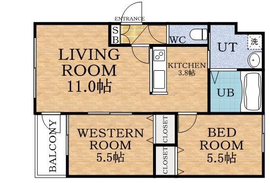 ルグラン宮の沢(2LDK/3階)の間取り写真