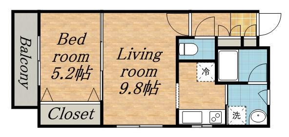 サニーウィンド(1LDK/3階)の間取り写真