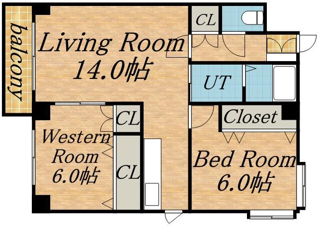 昇光ハイツ(2LDK/3階)の間取り写真